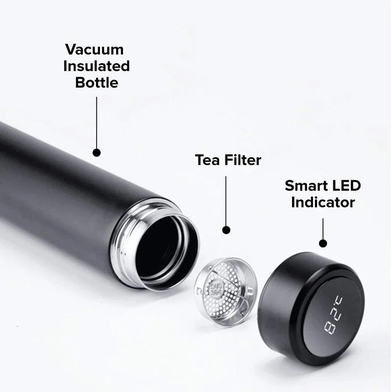 Premium Stainless Steel Smart Water Bottle - Leak-Proof, Double-Walled Insulation, Temperature Control with LCD Display