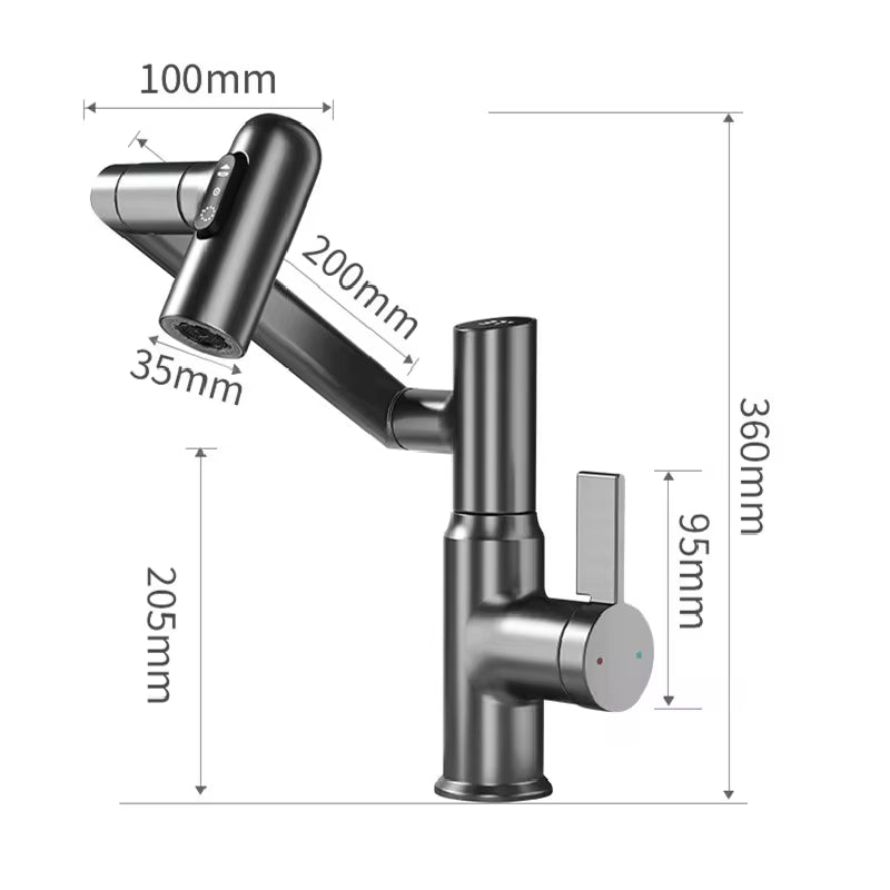 Professional Digital Display LED Basin Faucet with 360° Rotation, Multi-Function Stream Sprayer, Hot and Cold Water Mixer for Bathroom Sinks